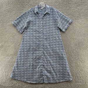 Tucker NYC Dress Women Large Blue Geo Print Sarah Shirt Dress Relaxed Cotton